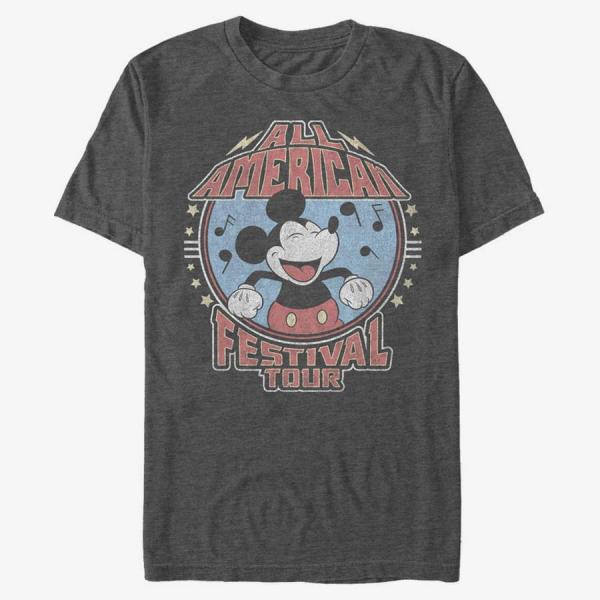 Queens Disney Classic Mickey - Mickey American Tour Unisex T-Shirt Dark Heather Grey