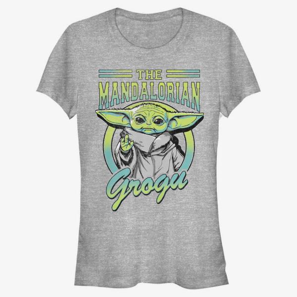 Queens Star Wars: The Mandalorian - Grogu Collegiate Women's T-Shirt Heather Grey