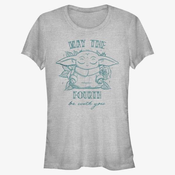Tričko Merch Star Wars: Mandalorian - Fourth Of Grogu Women's T-Shirt Heather Grey S