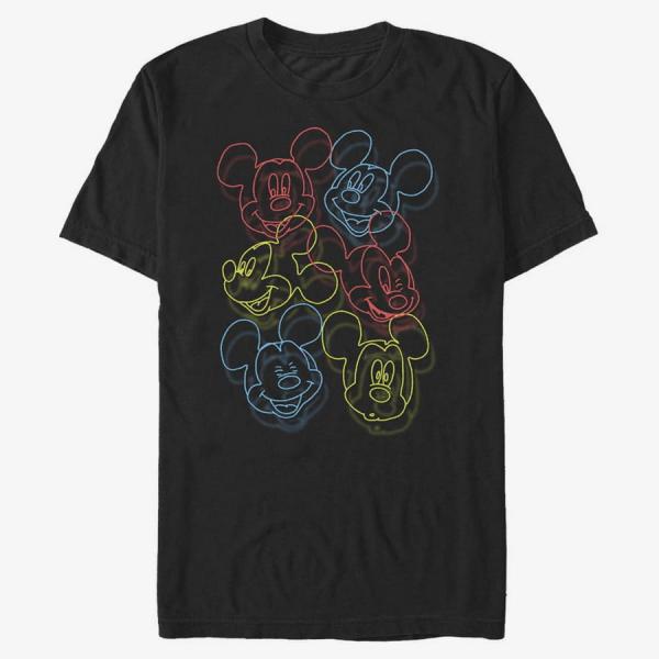 Tričko Merch Disney Classic Mickey - Neon Heads Unisex T-Shirt Black XXL