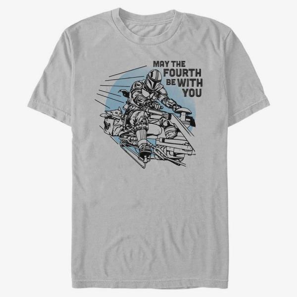 Tričko Merch Star Wars: Mandalorian - We Mobbin Unisex T-Shirt Ash Grey XXL