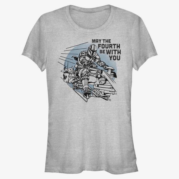 Tričko Merch Star Wars: Mandalorian - We Mobbin Women's T-Shirt Heather Grey S