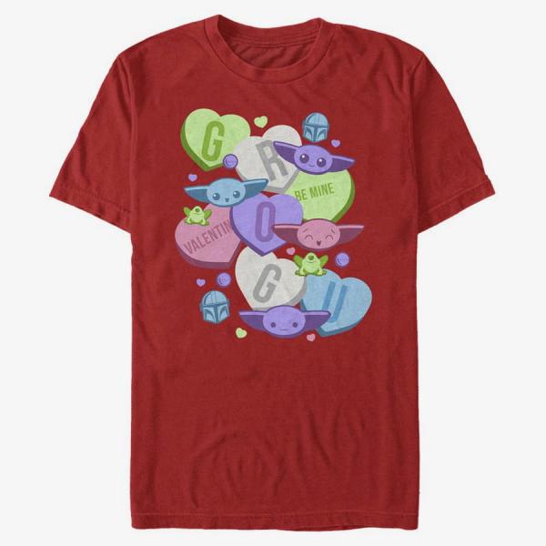 Tričko Merch Star Wars: The Mandalorian - Grogu Hearts Unisex T-Shirt Red L