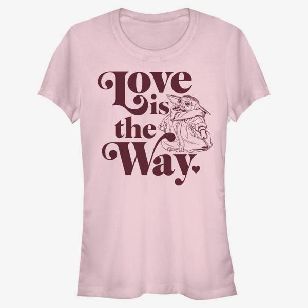 Tričko Merch Star Wars: The Mandalorian - Love Is Grogu Women's T-Shirt Light Pink XXL