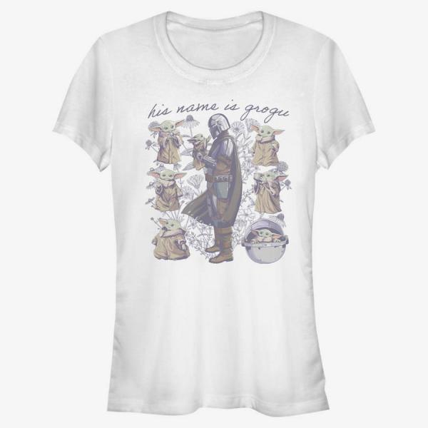 Tričko Merch Star Wars: The Mandalorian - Grogu Floral Women's T-Shirt White XL