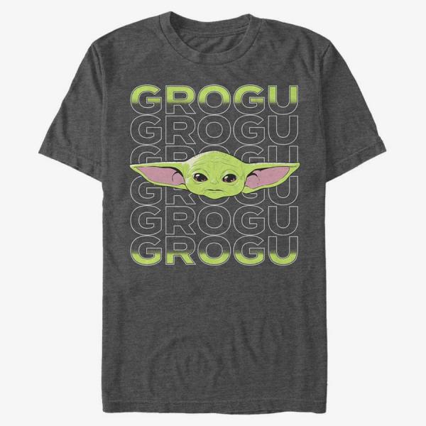 Tričko Merch Star Wars: The Mandalorian - GROGU BIG FACE Unisex T-Shirt Dark Heather Grey S