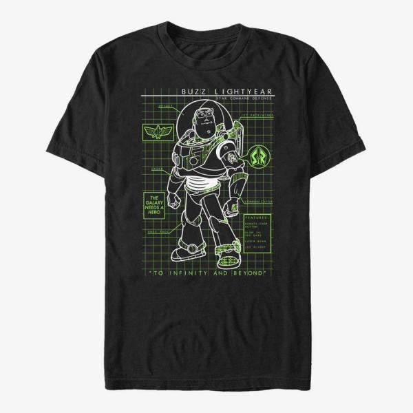 Queens Pixar Toy Story 1-3 - Buzzin Schematic Unisex T-Shirt Black