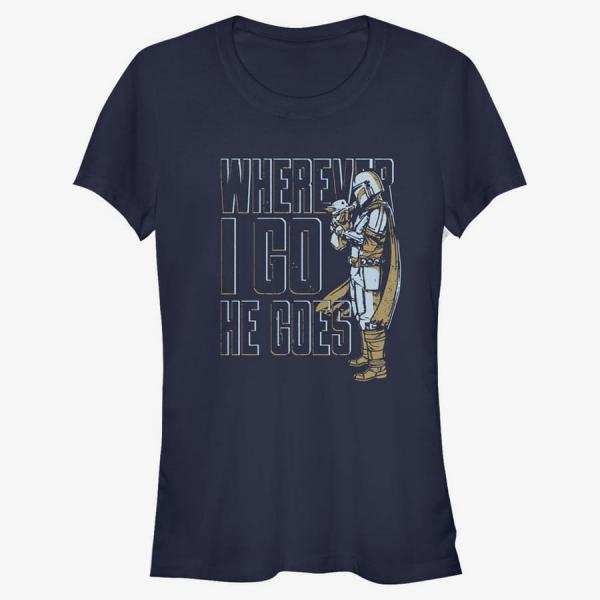 Tričko Merch Star Wars: Mandalorian - It Follows Women's T-Shirt Navy Blue L