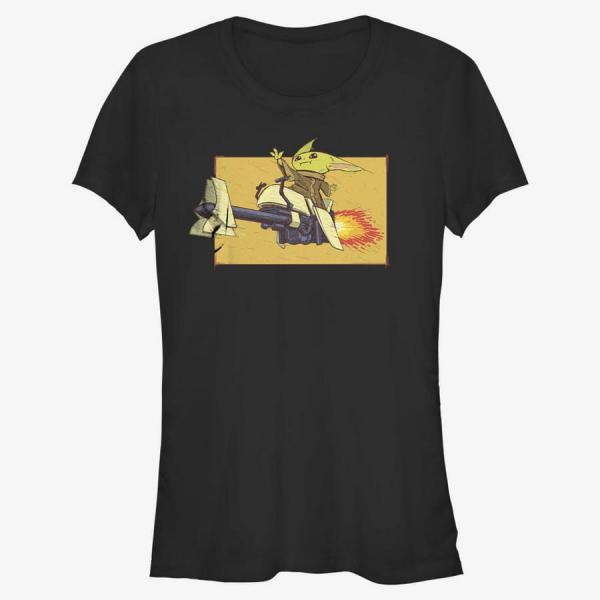 Tričko Merch Star Wars: The Mandalorian - Speeder Bike Force Women's T-Shirt Black M