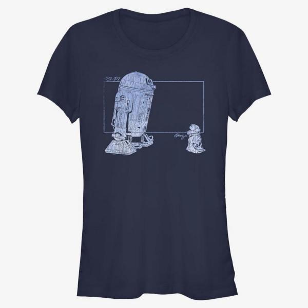 Tričko Merch Star Wars: The Mandalorian - GROGU R2 VINTAGE Women's T-Shirt Navy Blue S