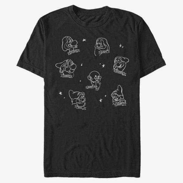 Queens Disney Snow White - Many Dwarves Unisex T-Shirt Black