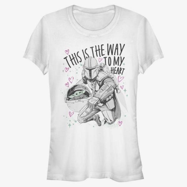 Tričko Merch Star Wars: The Mandalorian - Way to My Heart Women's T-Shirt White L