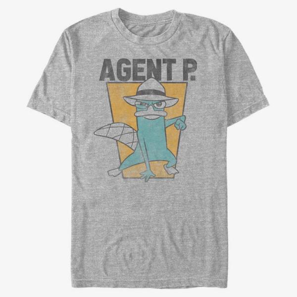 Tričko Merch Disney Classics Phineas And Ferb - Agent P Unisex T-Shirt Heather Grey XL