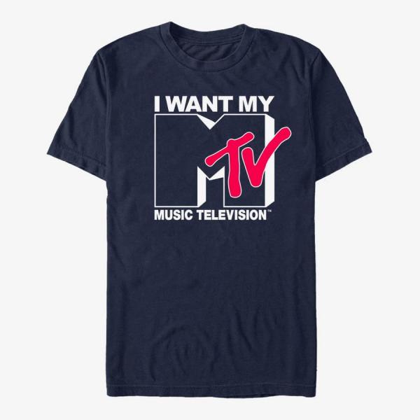 Tričko Merch Paramount MTV - Want Logo Unisex T-Shirt Navy Blue M