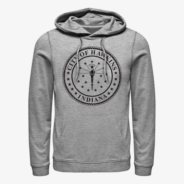 Mikina Merch Netflix Stranger Things - Hawkins City Seal Unisex Hoodie Heather Grey S