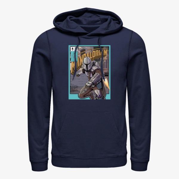 Queens Star Wars: The Mandalorian - Mandalorian Flight Poster Unisex Hoodie Navy Blue