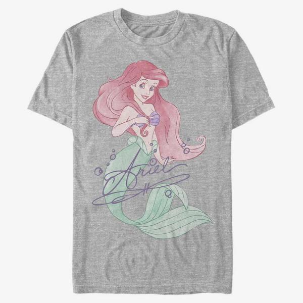 Tričko Merch Disney The Little Mermaid - Signed Ariel Unisex T-Shirt Heather Grey L