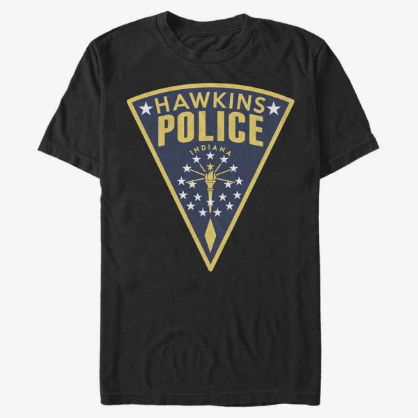 Tričko Merch Netflix Stranger Things - Hawkins Police Seal Unisex T-Shirt Black S