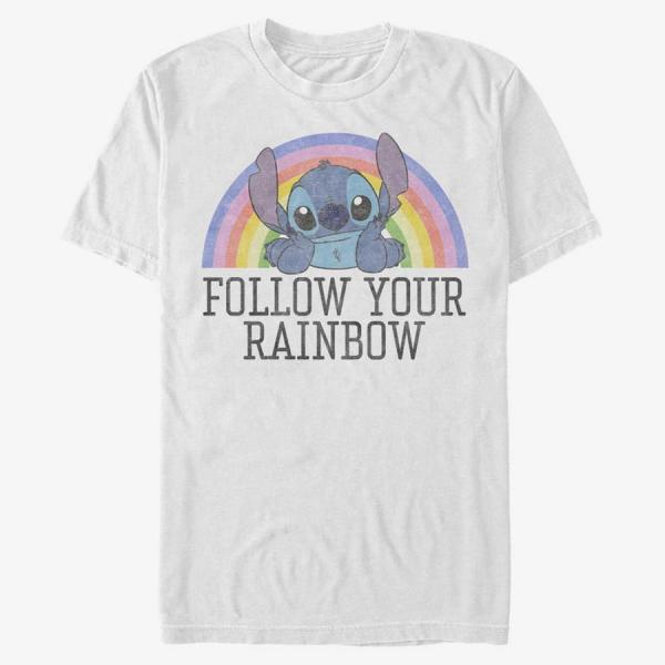 Tričko Merch Disney Classics Lilo & Stitch - STITCH RAINBOW Unisex T-Shirt White S