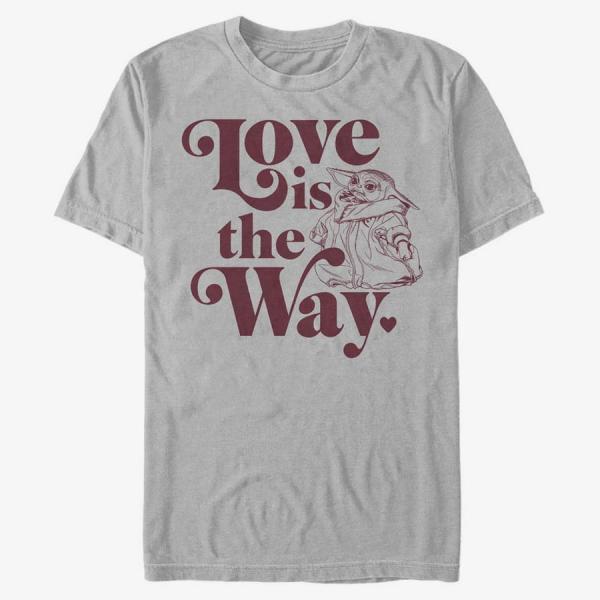 Tričko Merch Star Wars: The Mandalorian - Love Is Grogu Unisex T-Shirt Ash Grey XL