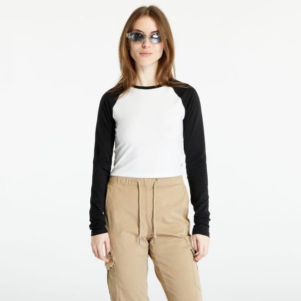Urban Classics Ladies Organic Cropped Retro Baseball Longsleeve White/ Black