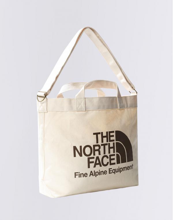 The North Face Adjustable Cotton Tote Weimaraner Brown Large Logo Print