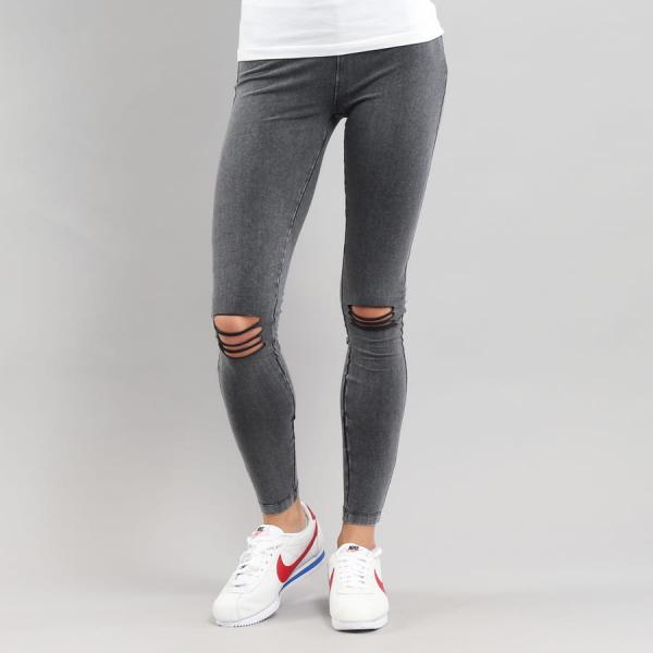 Legíny Urban Classics Ladies Cutted Knee Leggings Melange Black XS