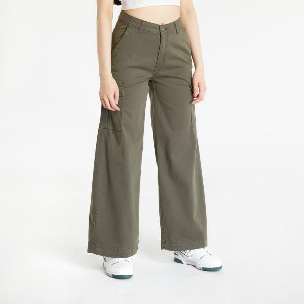 Kalhoty Urban Classics Ladies High Waist Wide Leg Twill Cargo Pants Olive W26
