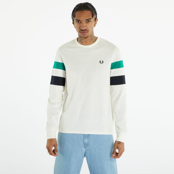 Tričko FRED PERRY Panelled Sleeve LS T-shirt Ecru S