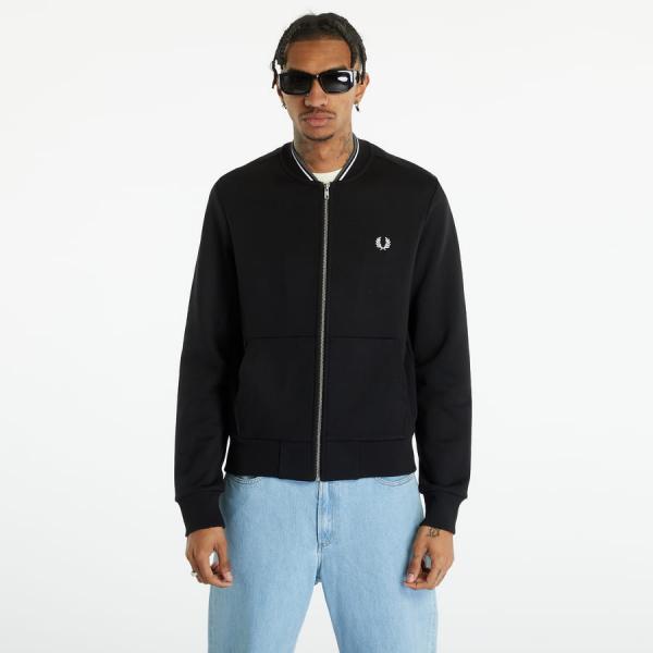 FRED PERRY Zip Through Sweatshirt Black