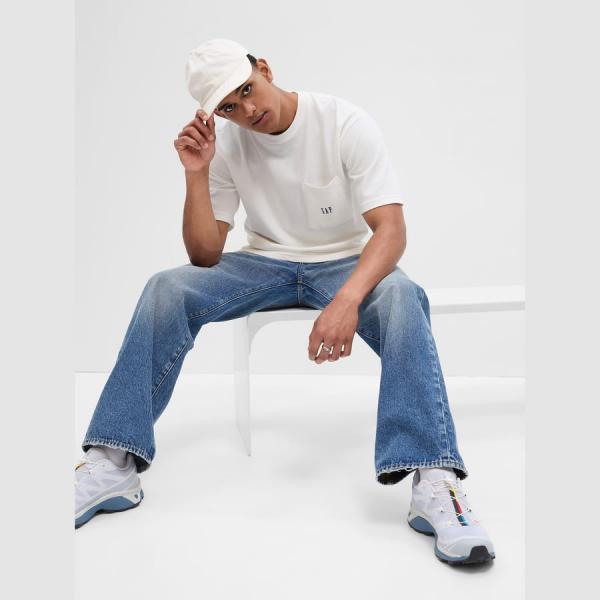Tričko GAP Jpn Ss Ov Pique Embr T New Off White M