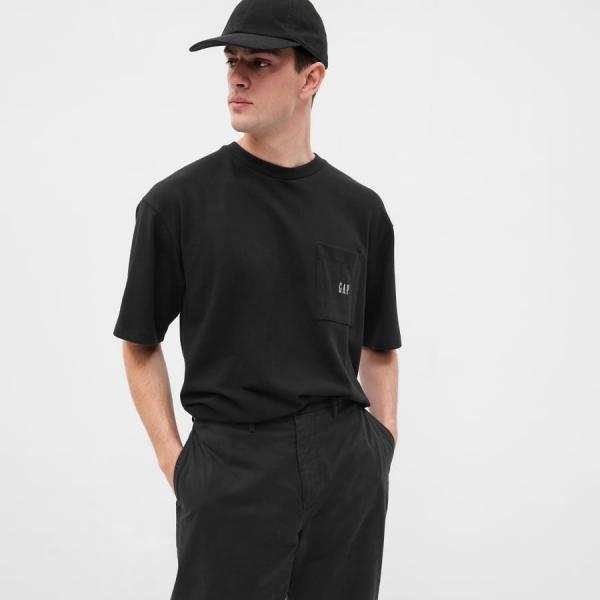 Tričko GAP Jpn Ss Ov Pique Embr T True Black M