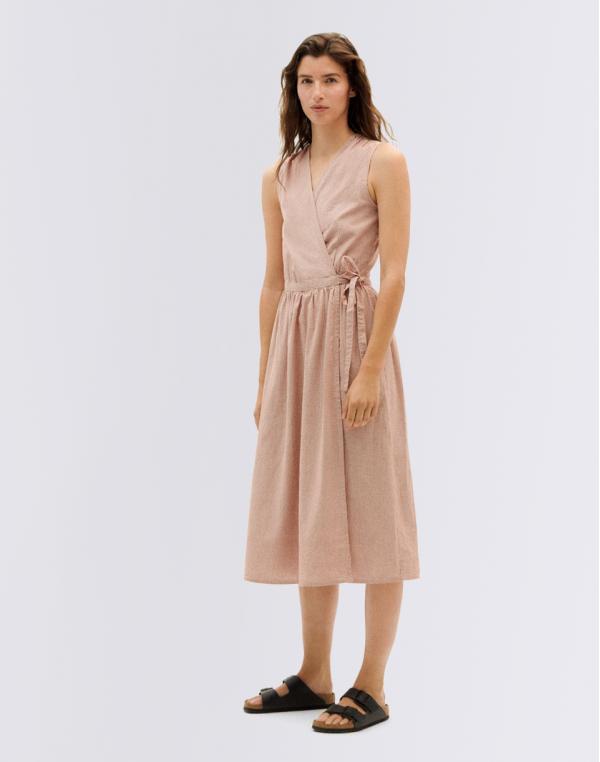 Thinking MU Vichy Seersucker Amapola Dress CLAY RED XS