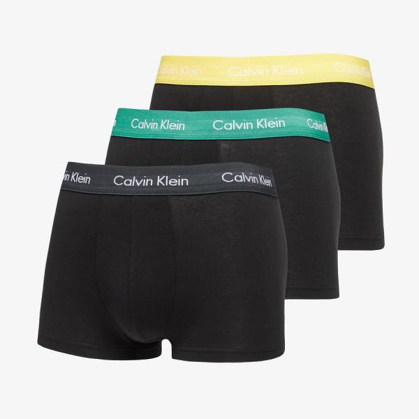 Boxerky Calvin Klein Cotton Stretch Low Rise Trunk 3 Pack Black/ Black Heather/ Yellow/ Green M