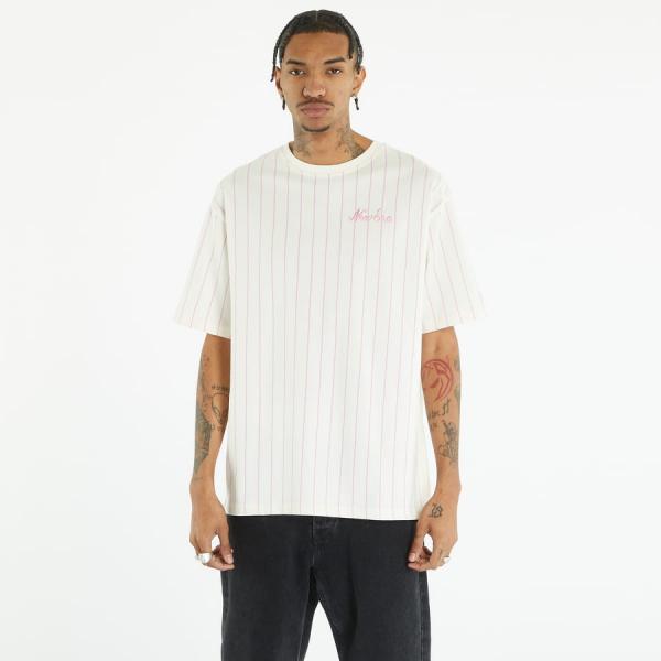 New Era Pinstripe Oversized Tee UNISEX Off White/ Wild Rose