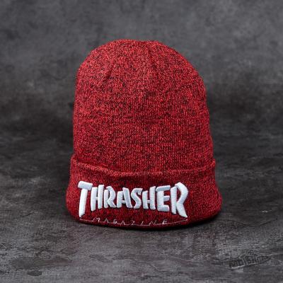 Thrasher Embroidered Logo Beanie Heather Red/ White