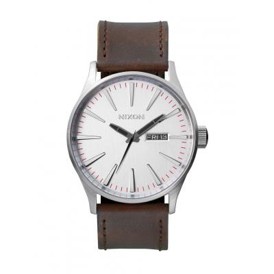Nixon Sentry Leather Silver Brown