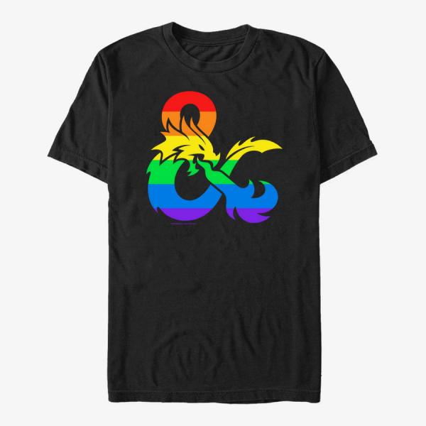 Queens Dungeons & Dragons - Pride Flag Logo Unisex T-Shirt Black