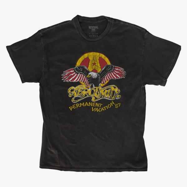 Tričko Merch Revival Tee - Aerosmith Permanent Vacation Unisex T-Shirt Black L