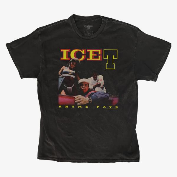 Tričko Merch Revival Tee - Ice T Rhyme Pays Unisex T-Shirt Black M