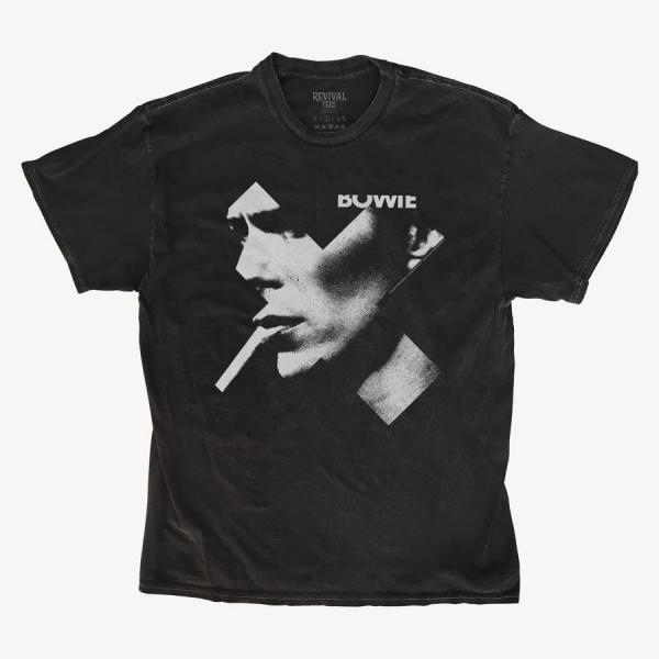 Tričko Merch Revival Tee - David Bowie Cross Smoke Unisex T-Shirt Black S