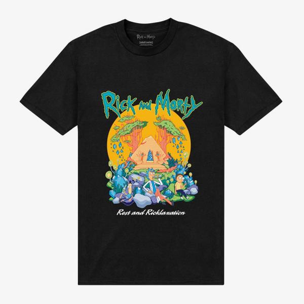 Tričko Merch Park Agencies - Rick and Morty Pyramid Unisex T-Shirt Black XXXXL