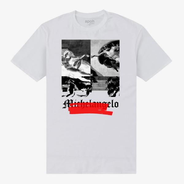 Tričko Merch Park Agencies - APOH Michelangelo Negative Unisex T-Shirt White S