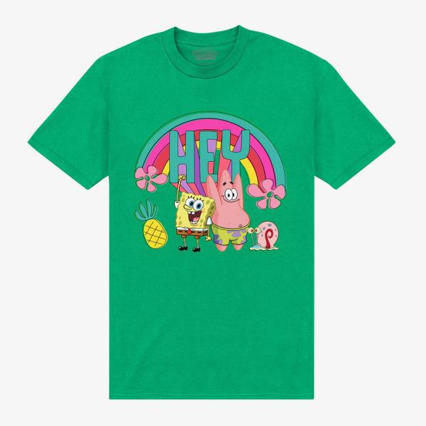 Tričko Merch Park Agencies - SpongeBob SquarePants Hey Unisex T-Shirt Irish Green M