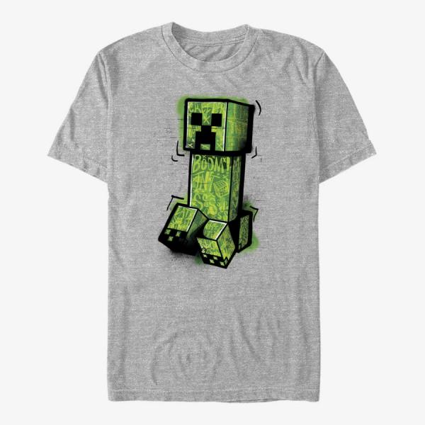 Tričko Merch Minecraft - GRAFFITI CREEPER Unisex T-Shirt Heather Grey XXXL