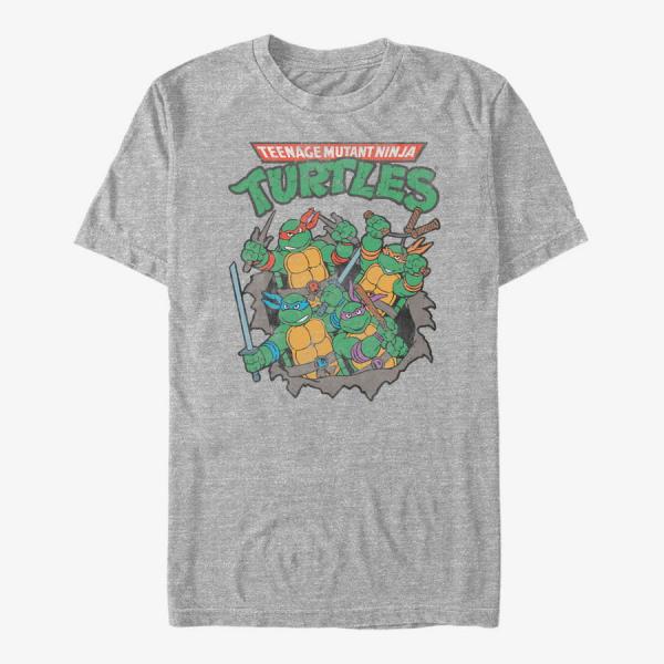 Tričko Merch Nickelodeon Teenage Mutant Ninja Turtles - Turtle Group Unisex T-Shirt Heather Grey XXXL