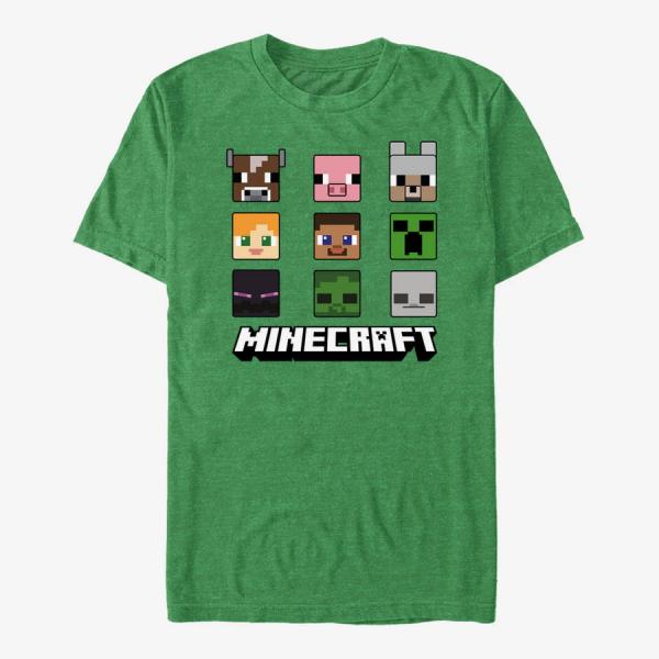 Queens Minecraft - Chibi Faces Unisex T-Shirt Retro Heather Green