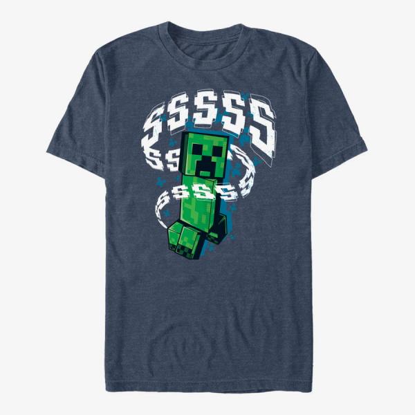 Tričko Merch Minecraft - CREEPER SSSSS Unisex T-Shirt Vintage Heather Navy S