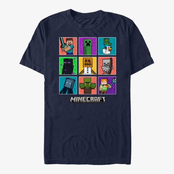 Tričko Merch Minecraft - 9 CHARACTER BOXUP Unisex T-Shirt Navy Blue S