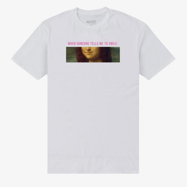 Tričko Merch Park Agencies - APOH Da Vinci Smile Mona Unisex T-Shirt White XXXL